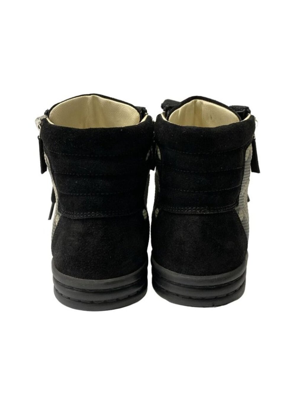 Chanel Sneakers 35.5 Black Brown Ivory High Cut Border - Picture 3 of 9